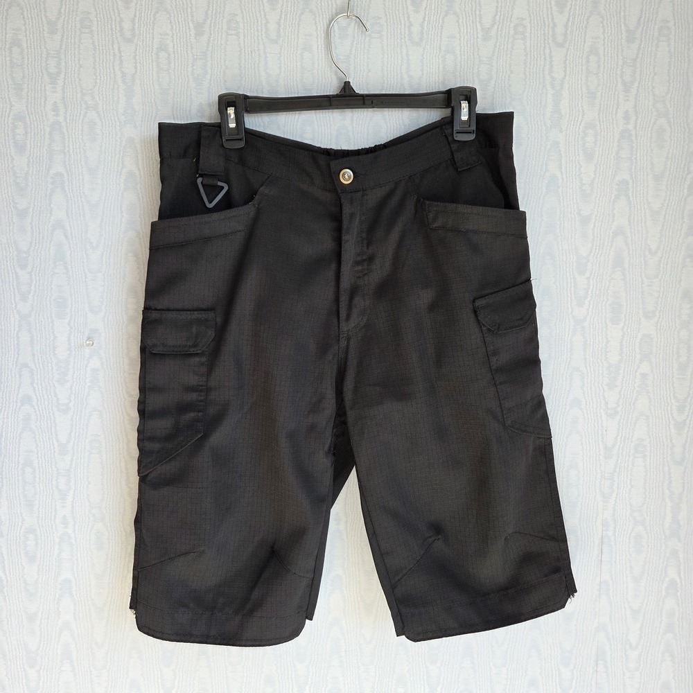 Mens Large Tactical Series Utility Cargo Shorts Black Ripstop Heavy Duty